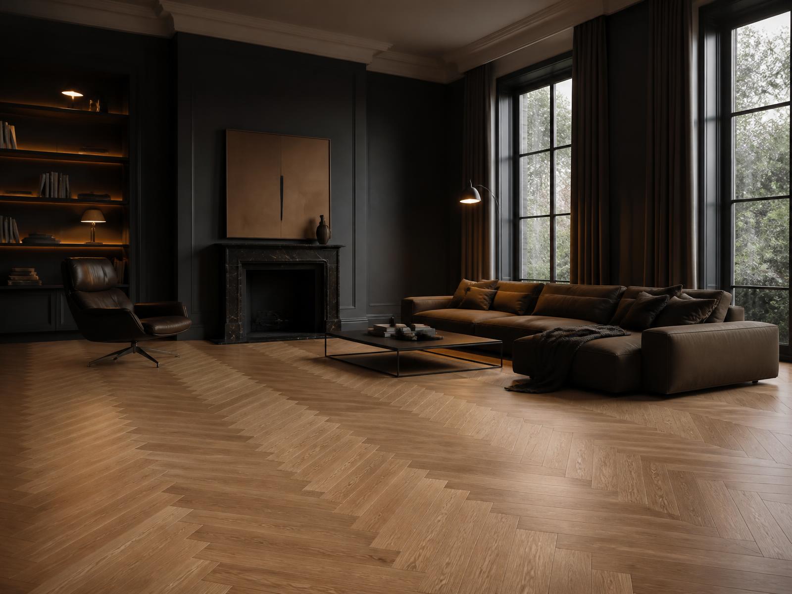 Premium flooring showroom opening into a modern home