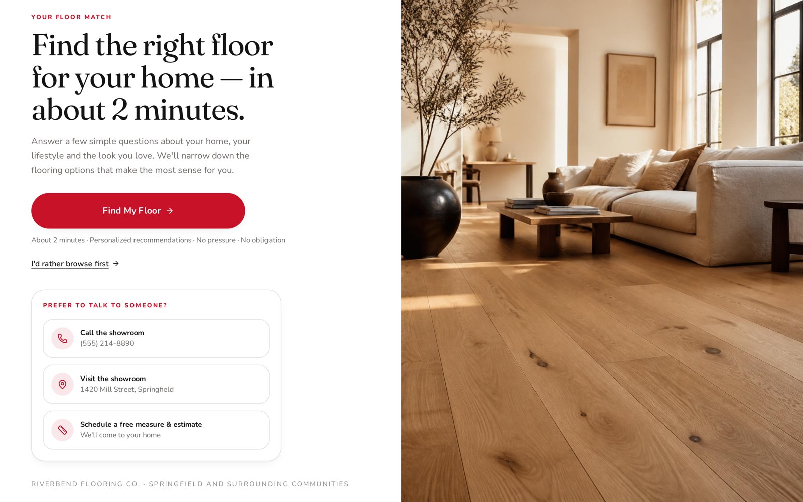 Guided flooring product finder we build for dealer websites